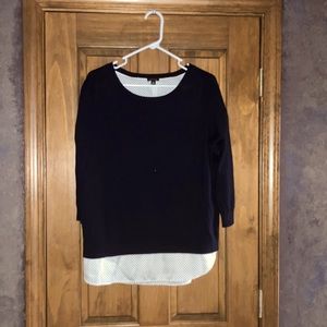 Ann Taylor XL sweater blouse dark navy